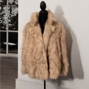Luxurious Tan Faux Fur Jacket